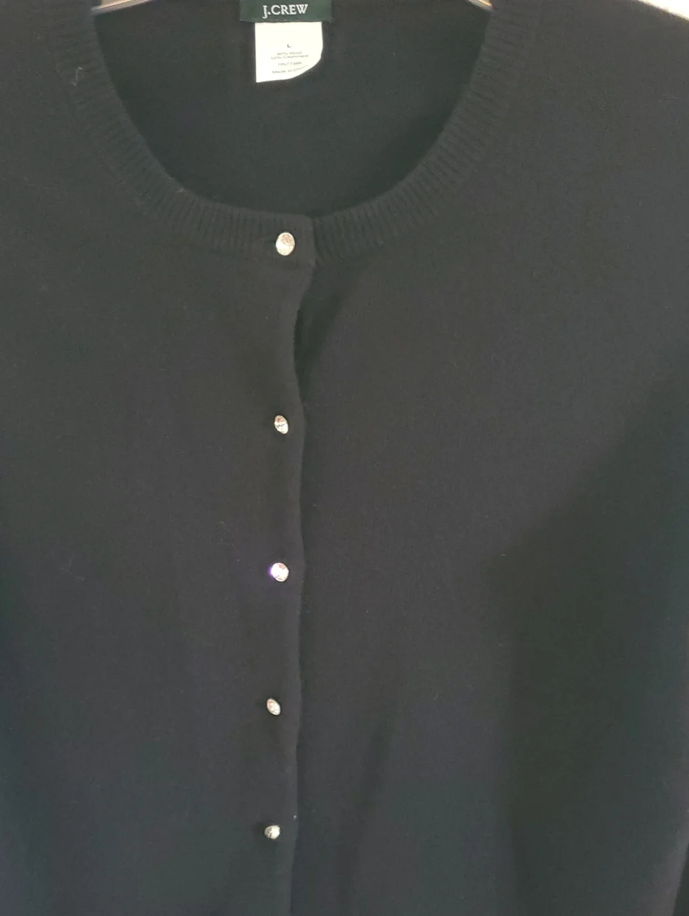 Classic Black Crewneck Cardigan Sweater